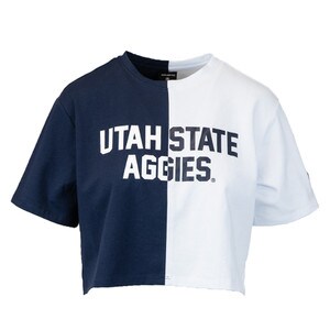 Women's Utah State Aggies Colorblock Cropped T-Shirt